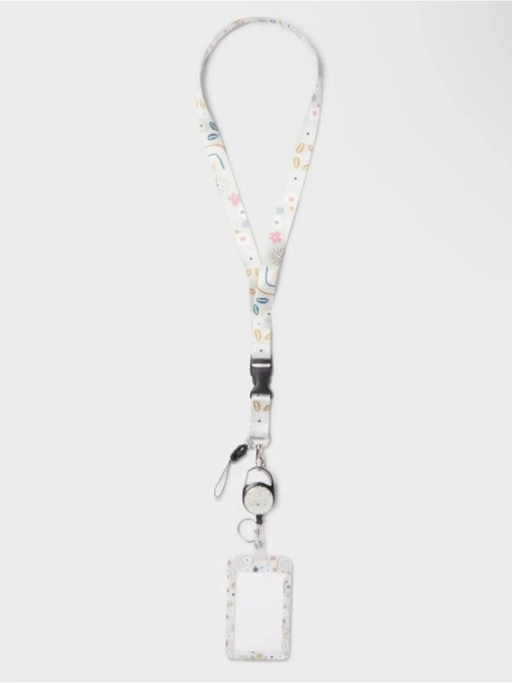 Boho Floral Rainbow Pattern Lanyard Badge ID Holder and Key Reel Teacher NEW